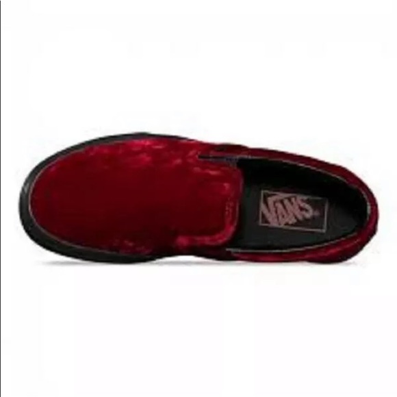 Vans slip on velvet red oxblood sneaker shoes blk - Picture 2 of 2